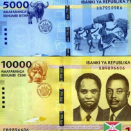 500, 1000, 2000, 5000 and 10,000 Francs  UNC 5 Banknote Set