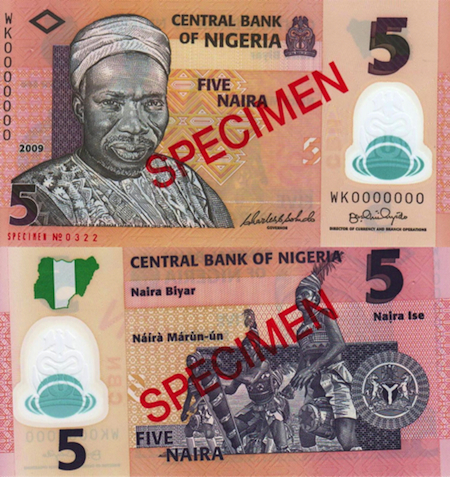 5 Naira  UNC Banknote