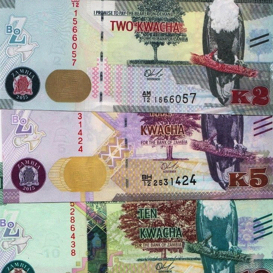 2, 5, 10, 20, 50 and 100 Kwacha  UNC 6 Banknote Set