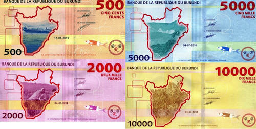 500, 2000, 5000, 10000 Francs  UNC Banknote