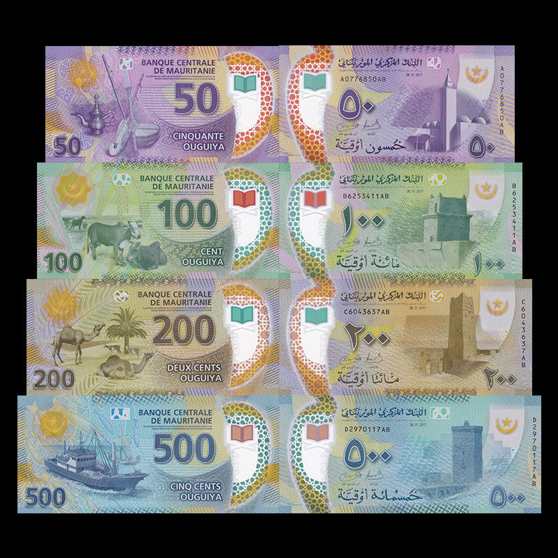 50 100 200 500 Ouguiya,2017/2018 Ouguiya  UNC 5 Banknote Set